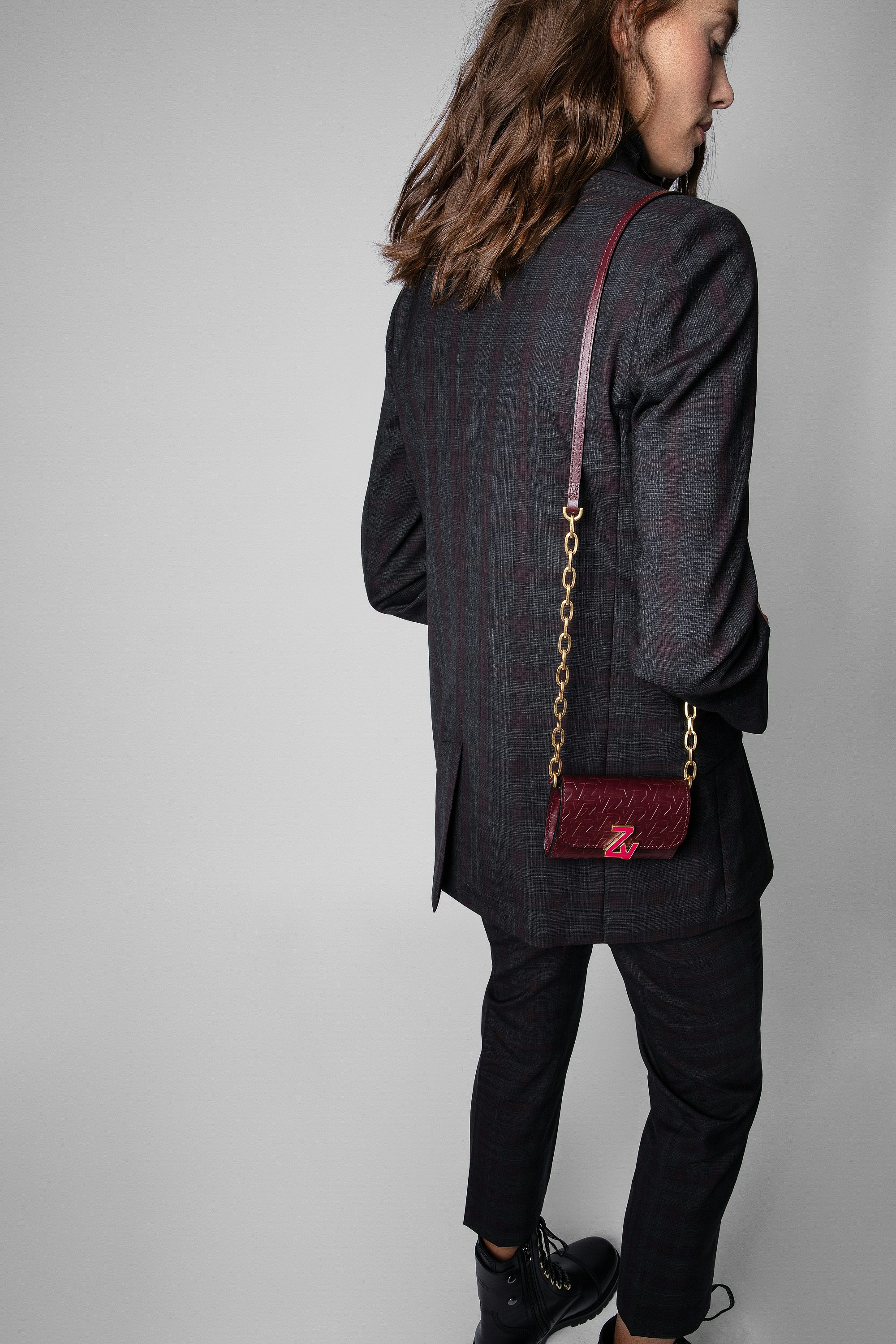 ZV Initiale Le Tiny Unchained Wallet-Style Clutch - Women's burgundy embossed leather wallet